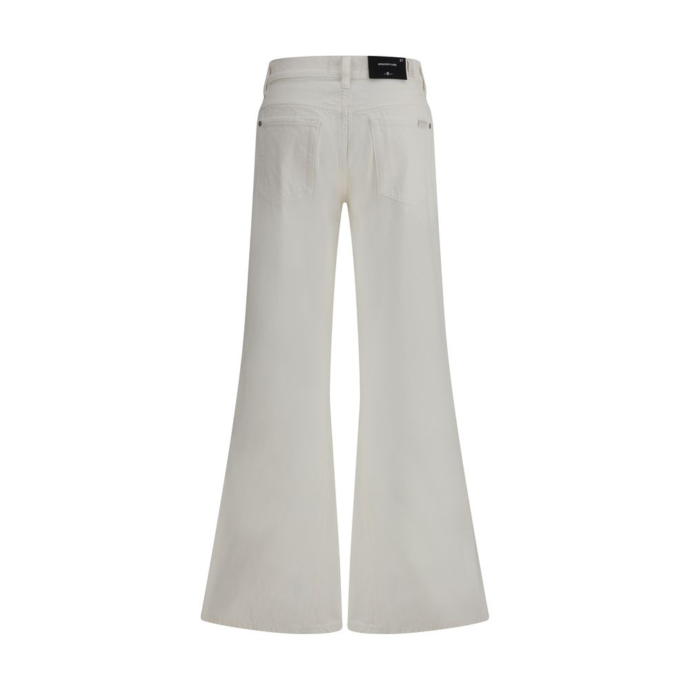 Jean évasé en coton beige 7FOR