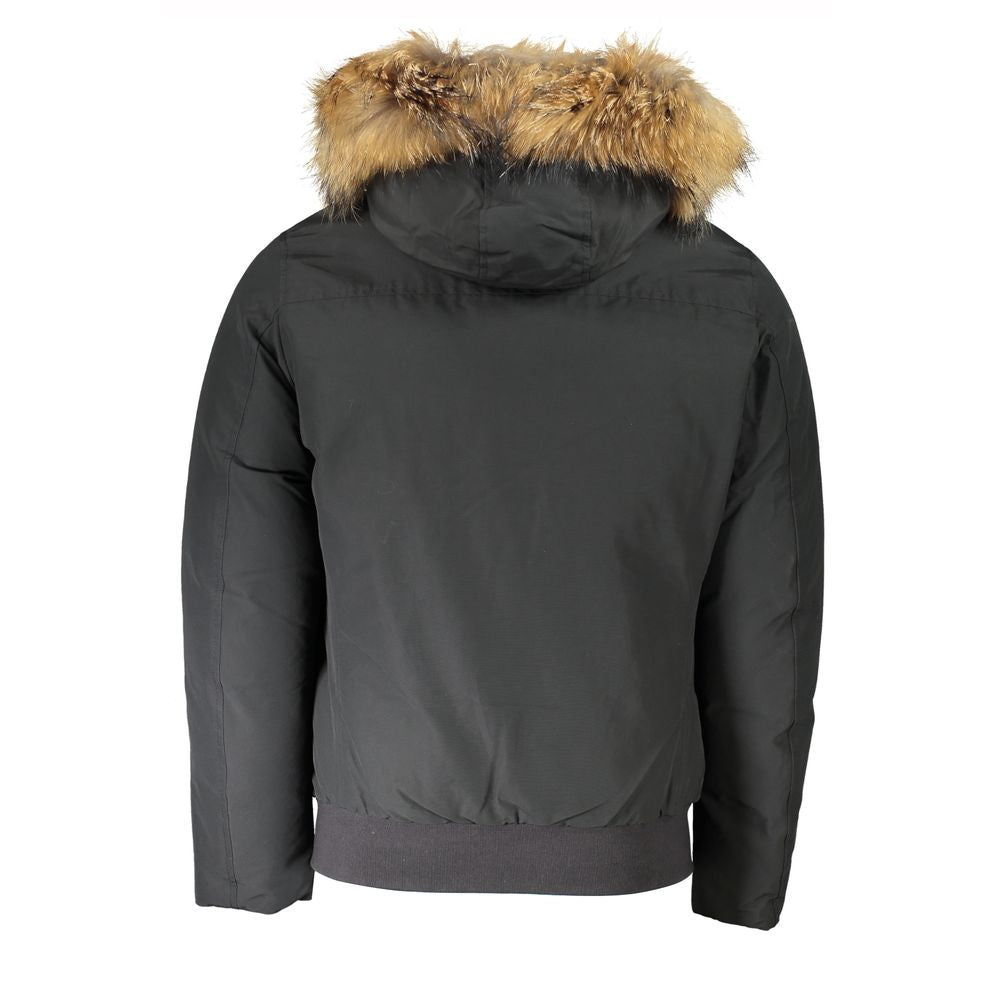 Veste Woolrich grise en coton pour homme avec capuche et fourrure amovible