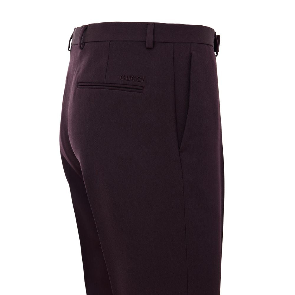 Pantalon habillé en laine bordeaux Gucci