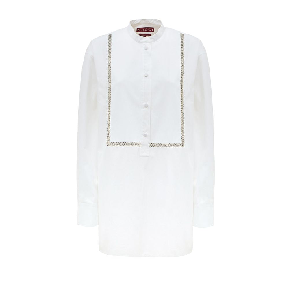 Blusa in cotone bianco Gucci