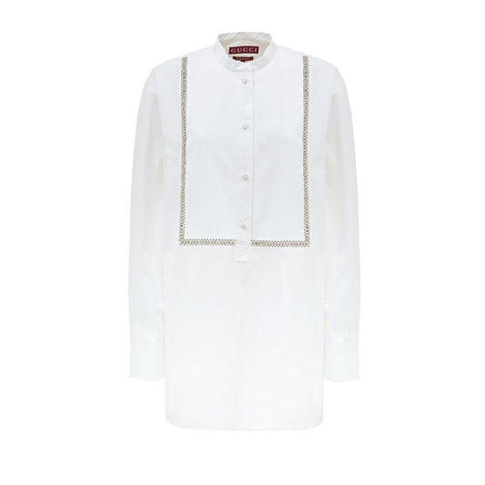 Blusa in cotone bianco Gucci