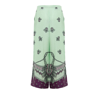Pantaloni casual in seta verde Gucci