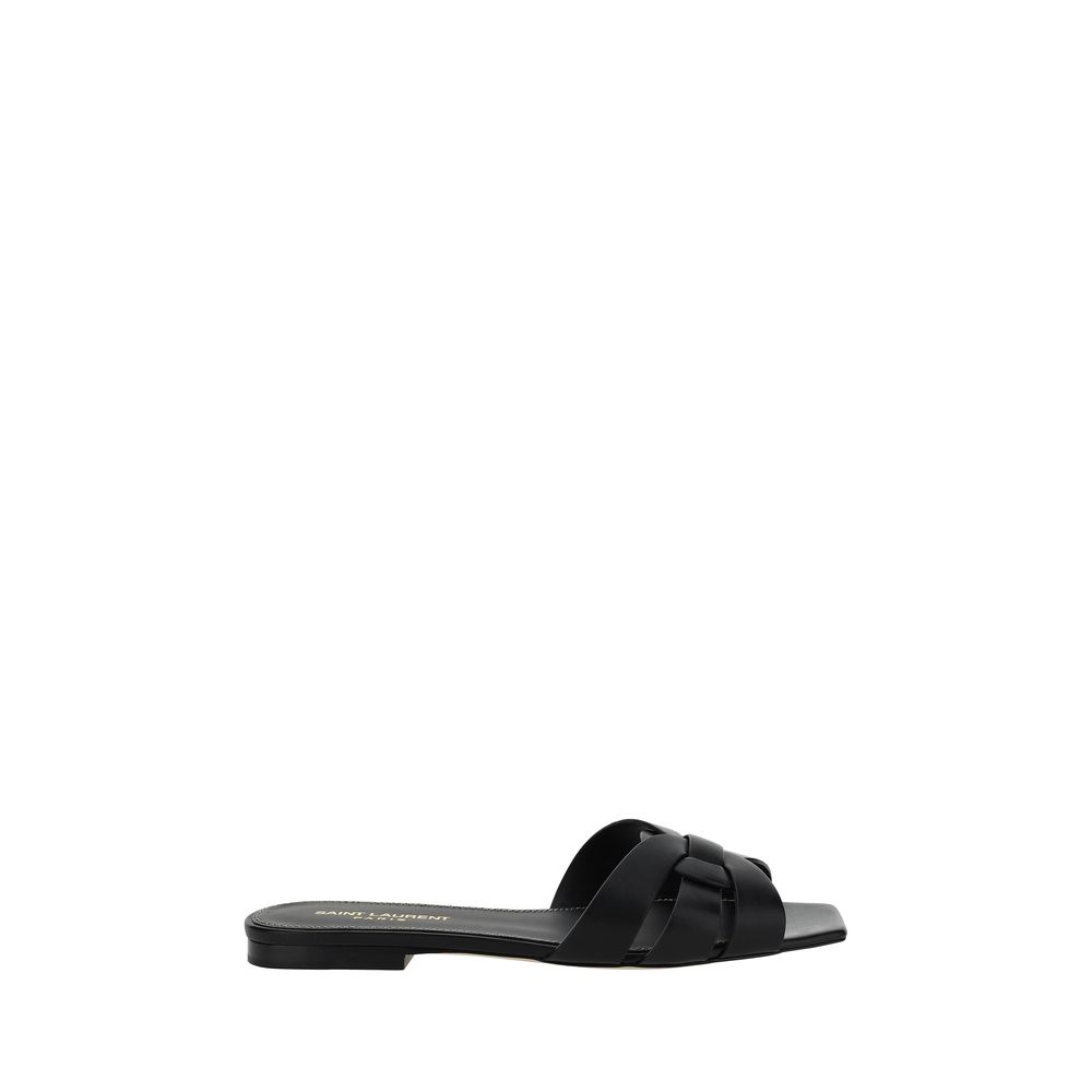Sandali con Cinghia Saint Laurent in Pelle di Vitello Nera