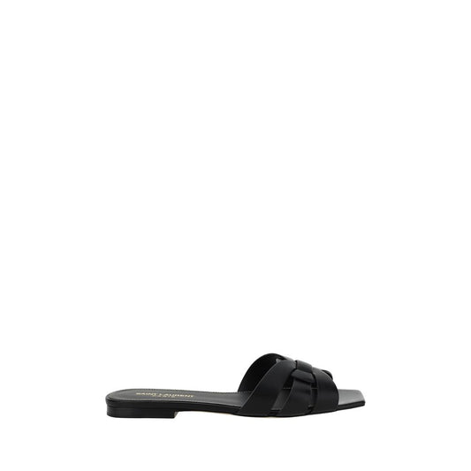 Sandali con Cinghia Saint Laurent in Pelle di Vitello Nera