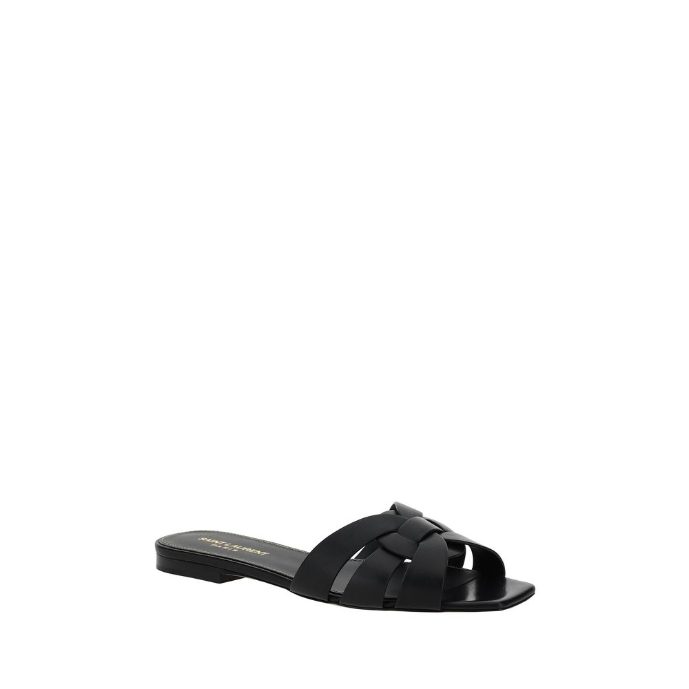 Sandali con Cinghia Saint Laurent in Pelle di Vitello Nera