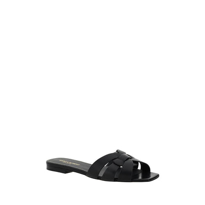 Sandali con Cinghia Saint Laurent in Pelle di Vitello Nera