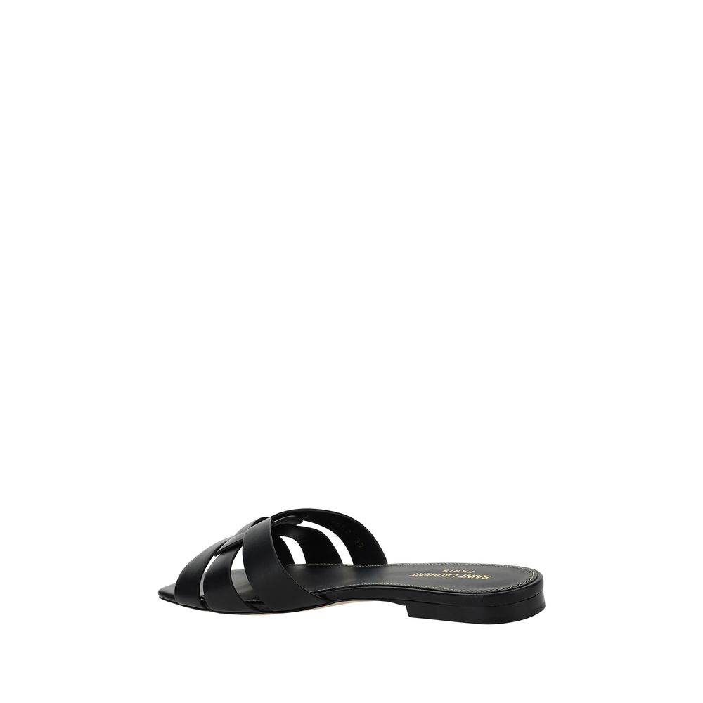Sandali con Cinghia Saint Laurent in Pelle di Vitello Nera