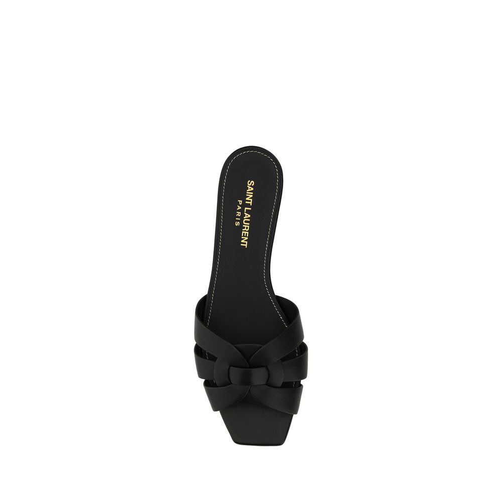 Sandali con Cinghia Saint Laurent in Pelle di Vitello Nera