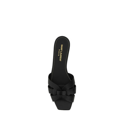 Sandali con Cinghia Saint Laurent in Pelle di Vitello Nera