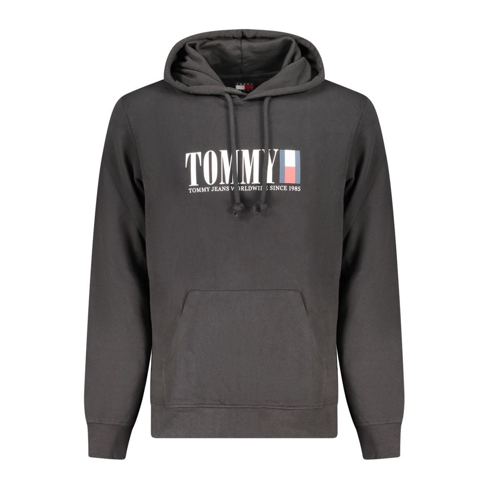 Felpa con cappuccio nera in cotone da uomo Tommy Hilfiger