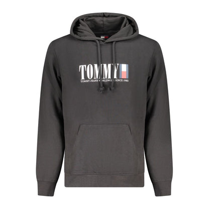 Felpa con cappuccio nera in cotone da uomo Tommy Hilfiger