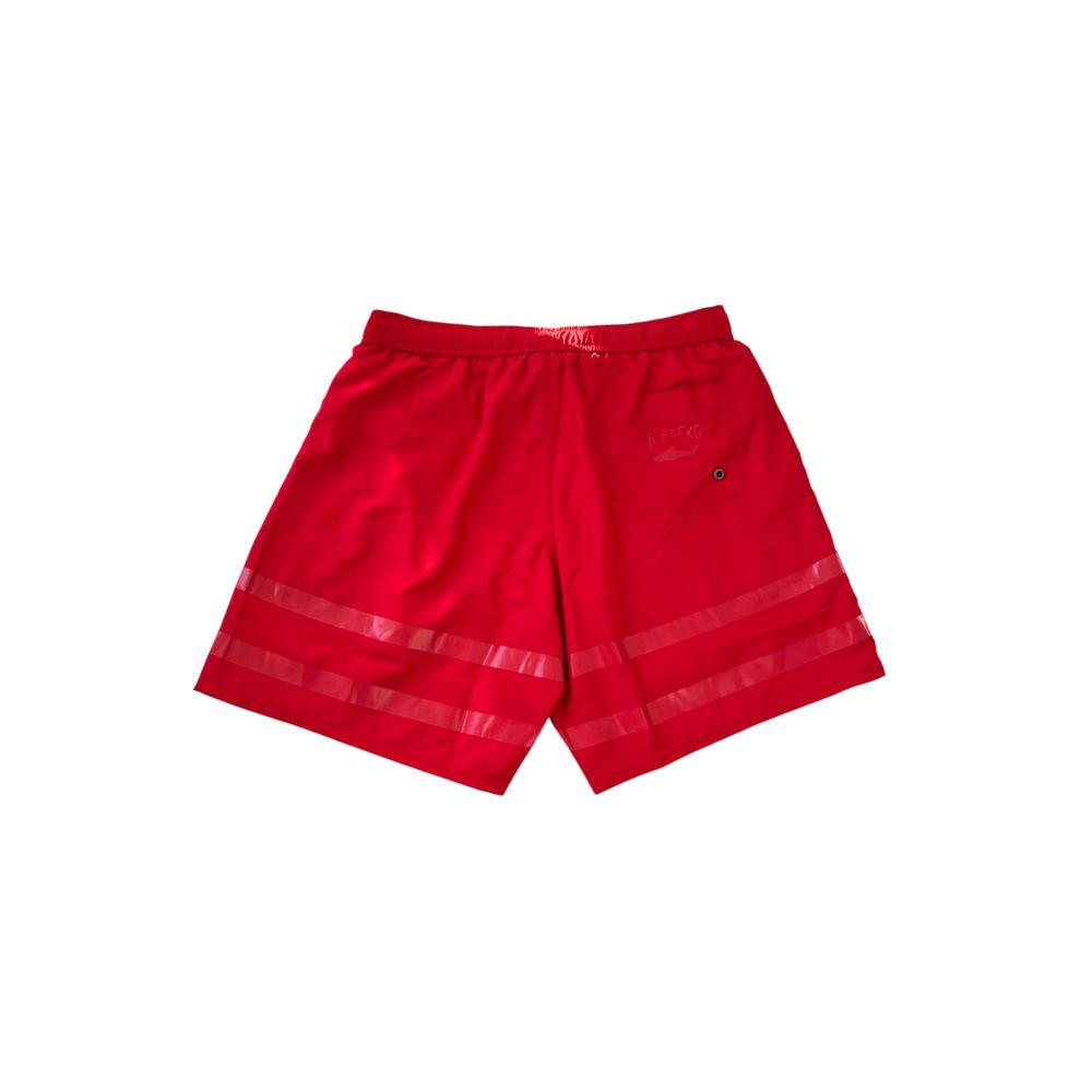Short de bain homme en polyester rouge iceberg