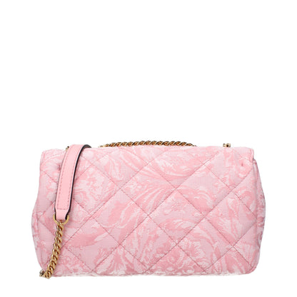 Borsa a tracolla in tessuto rosa Versace