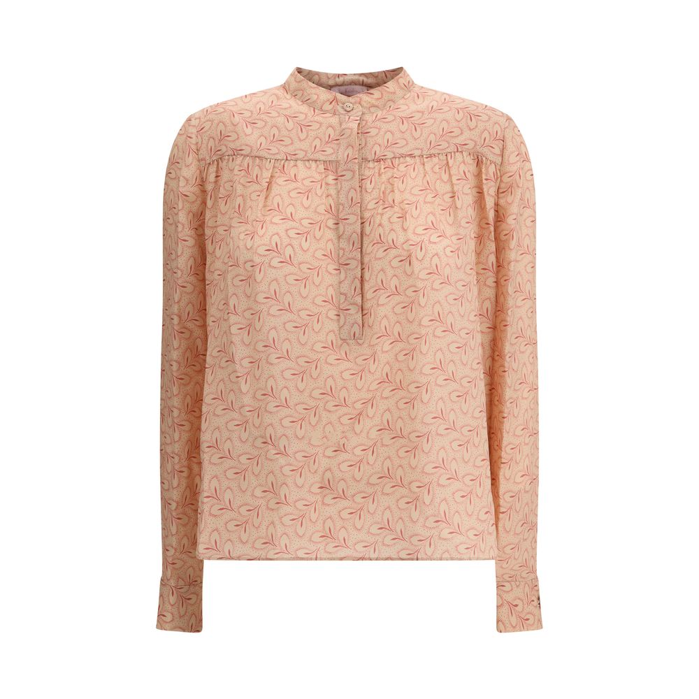 Kristina Ti Light Pink Silk Pattern Shirt