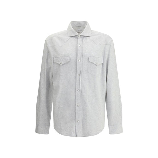 Camicia in denim grigio Brunello Cucinelli