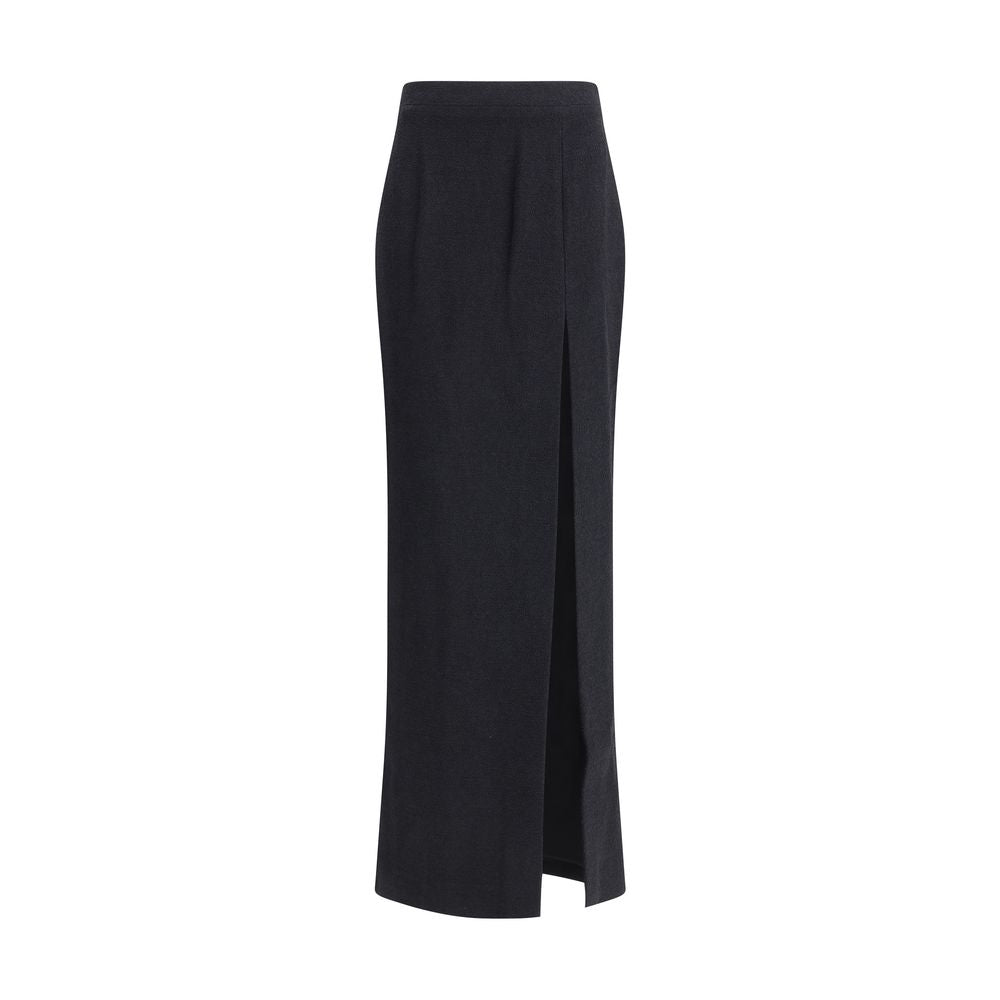 Jupe longue en laine polaire noire Alessandra Rich