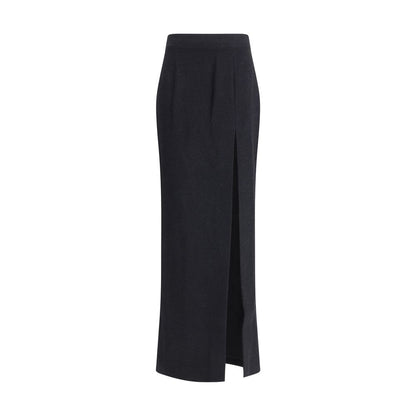 Jupe longue en laine polaire noire Alessandra Rich