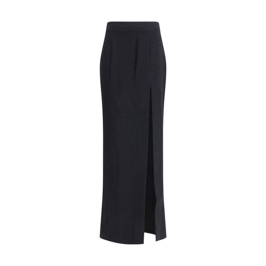 Gonna lunga in pile di lana nera di Alessandra Rich