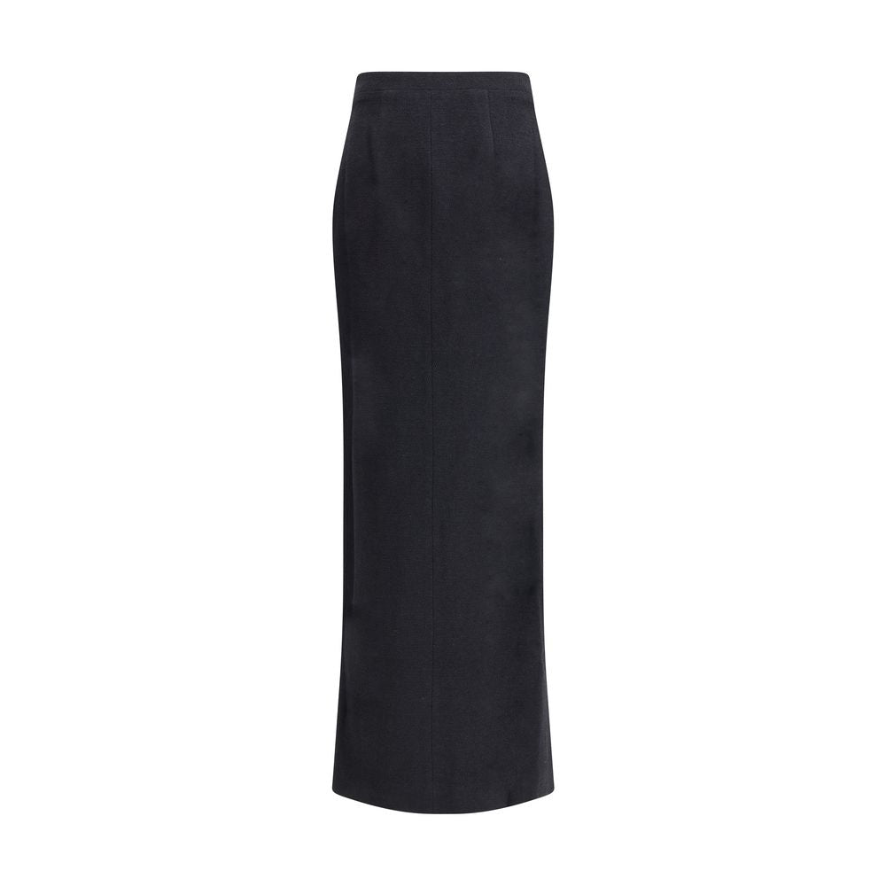 Jupe longue en laine polaire noire Alessandra Rich