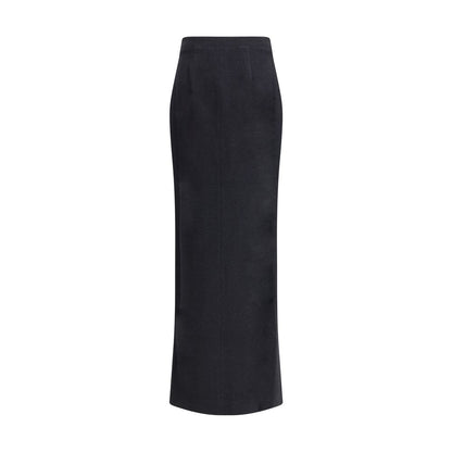 Jupe longue en laine polaire noire Alessandra Rich