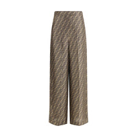 Pantaloni casual in seta marrone Fendi