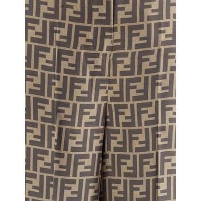 Pantaloni casual in seta marrone Fendi