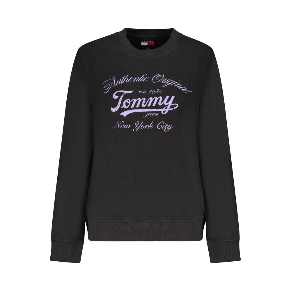 Felpa da donna in cotone nero Tommy Hilfiger