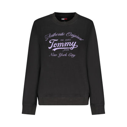 Felpa da donna in cotone nero Tommy Hilfiger