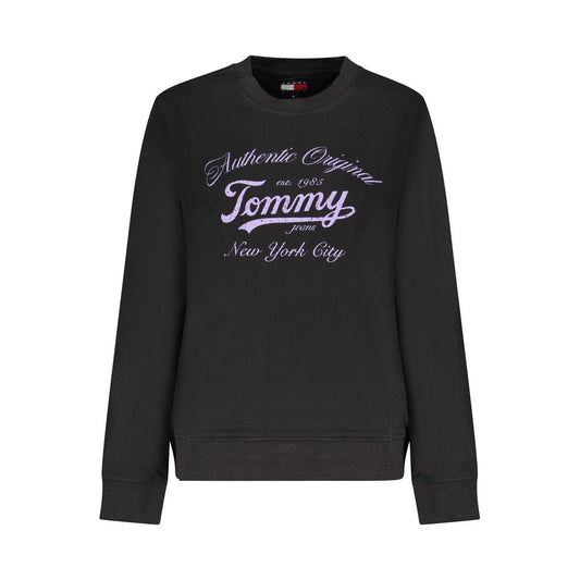 Felpa da donna in cotone nero Tommy Hilfiger