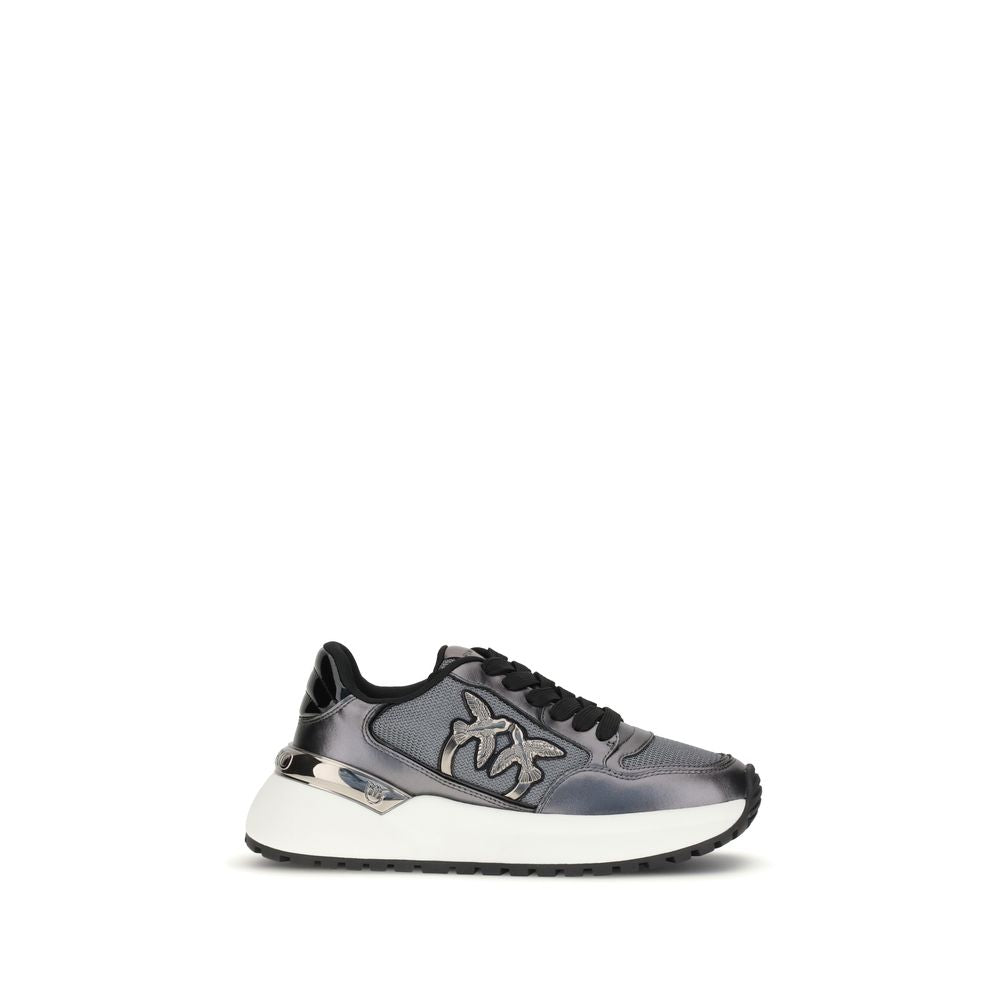 PINKO Sneakers Alte Athletic in Pelle di Vitello Grigia Bos Taurus
