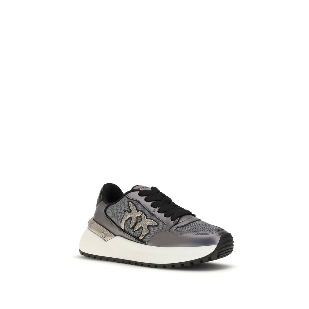 PINKO Sneakers Alte Athletic in Pelle di Vitello Grigia Bos Taurus