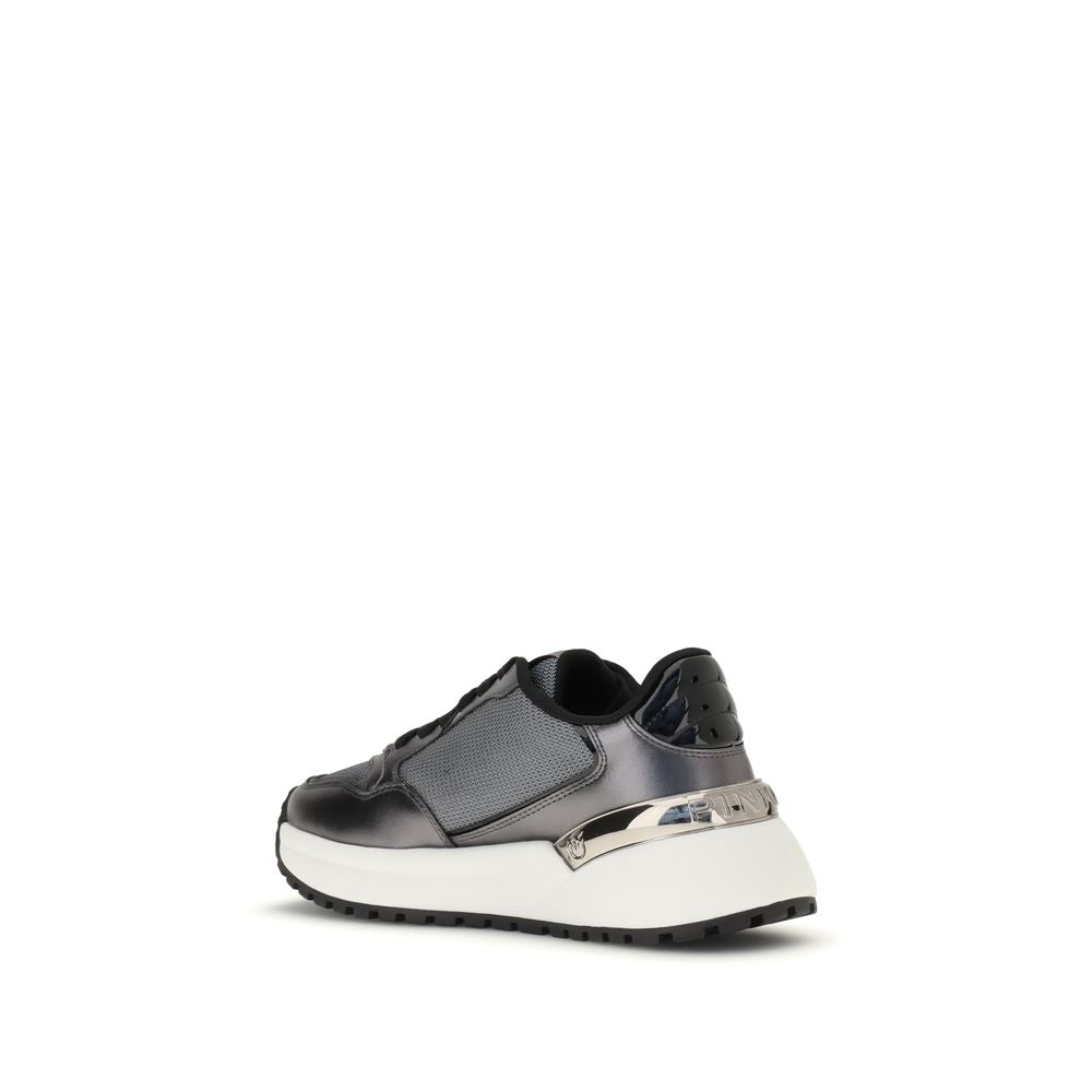 PINKO Sneakers Alte Athletic in Pelle di Vitello Grigia Bos Taurus