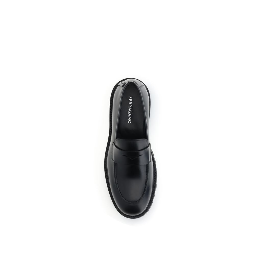 Mocassini slip-on Bos Taurus in pelle di vitello nera Ferragamo