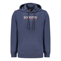 Felpa con cappuccio da uomo in cotone blu Tommy Hilfiger