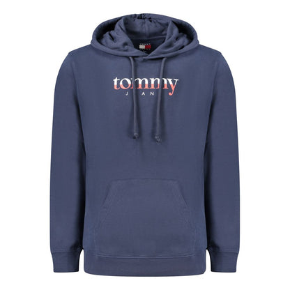 Felpa con cappuccio da uomo in cotone blu Tommy Hilfiger