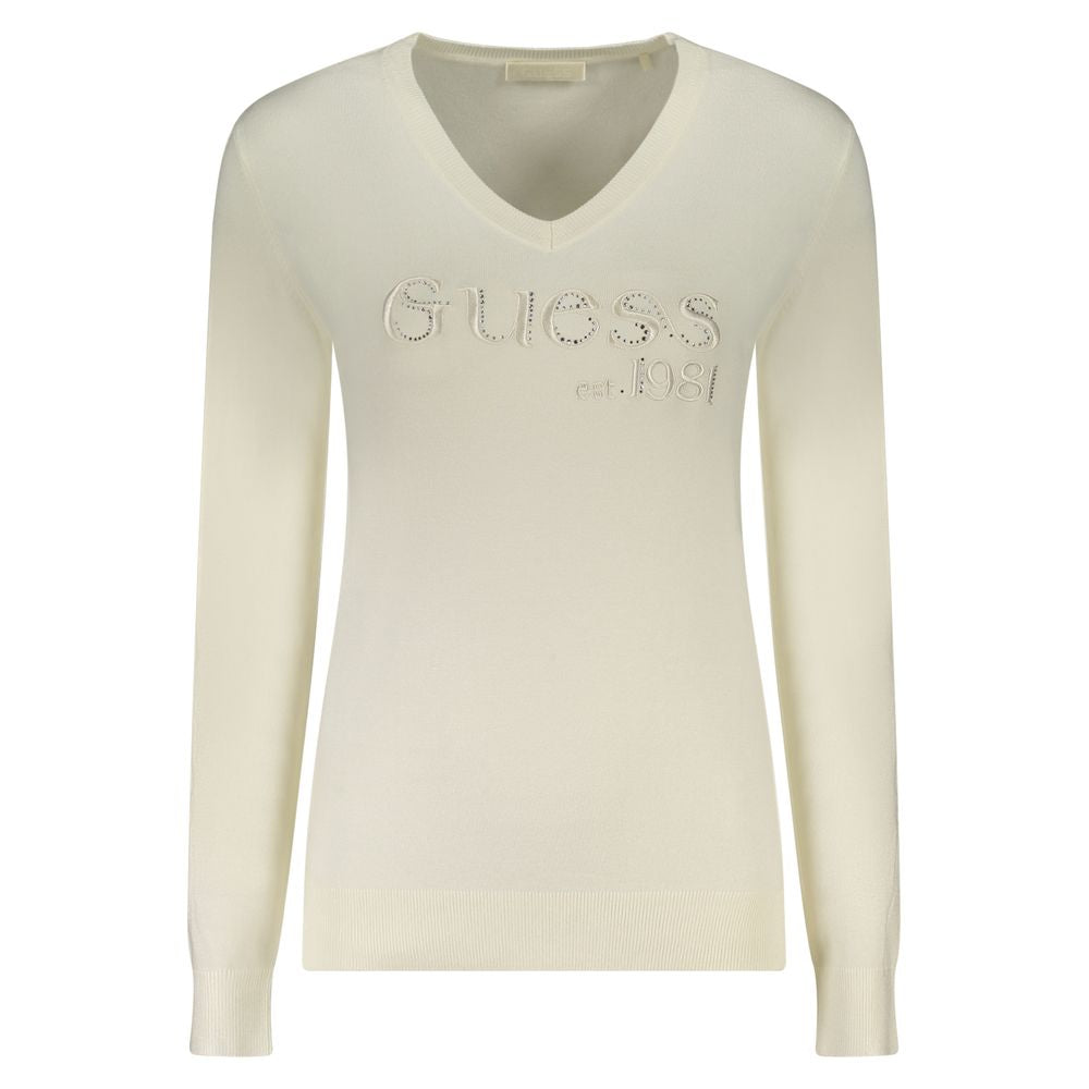 T-shirt à manches longues Guess Jeans Bianco Viscosa pour femme