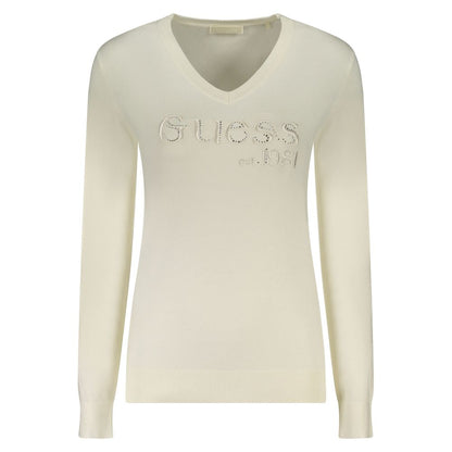 T-shirt à manches longues Guess Jeans Bianco Viscosa pour femme