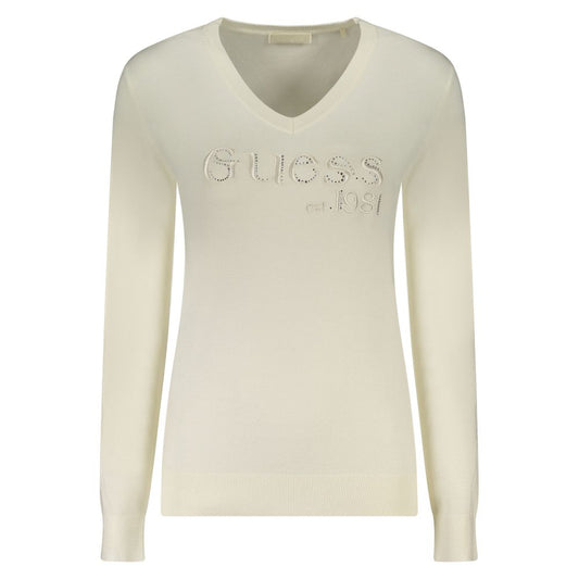 Guess Jeans Bianco Viscosa T-shirt a maniche lunghe da donna