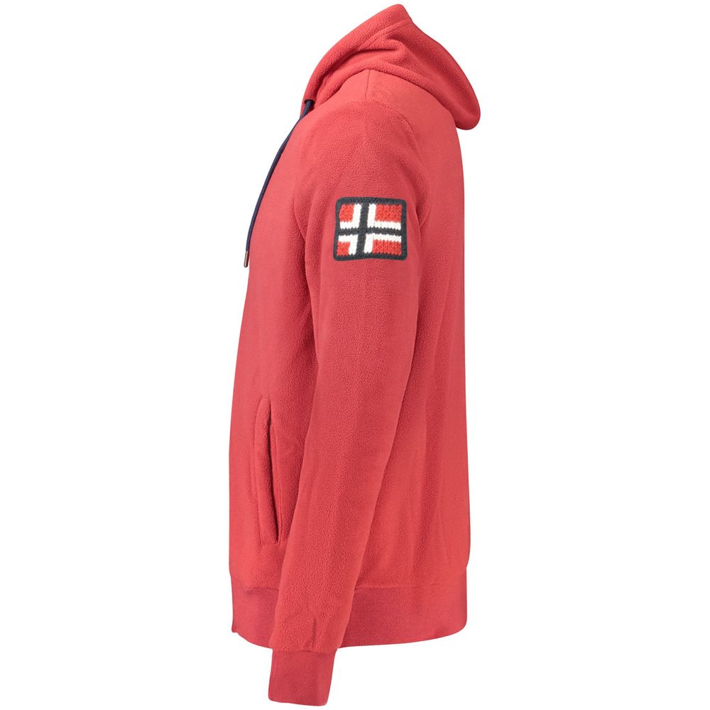 Felpa con cappuccio da uomo in poliestere rosso Norvegia 1963