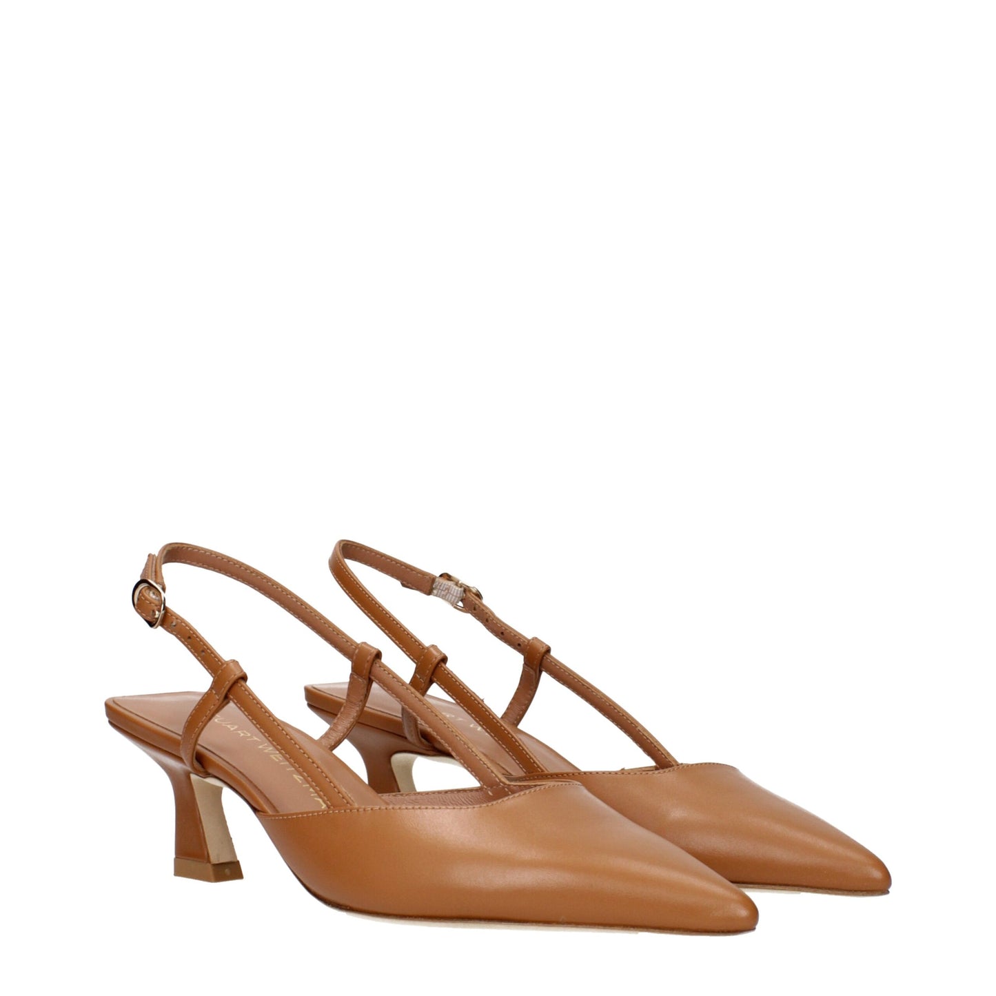 Décolleté Stuart Weitzman in pelle marrone con tacco medio