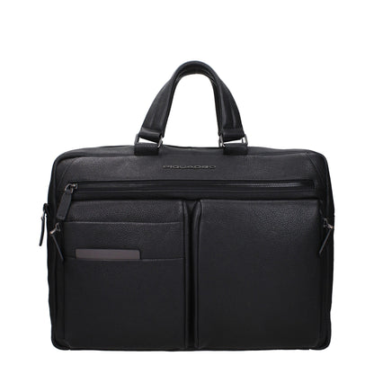 Sacoche d'affaires et pour ordinateur portable Piquadro en cuir noir