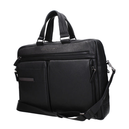 Sacoche d'affaires et pour ordinateur portable Piquadro en cuir noir