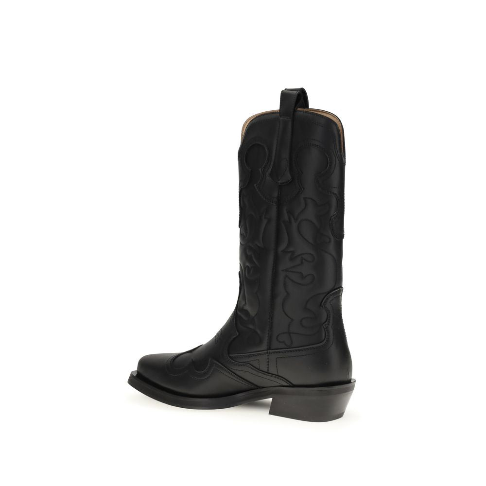 Bottes Ganni en cuir recyclé noir