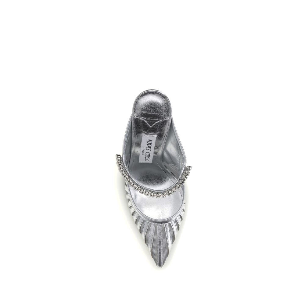 Décolleté con tacco alto in pelle argentata Jimmy Choo