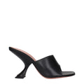 Sandales à talons aiguilles en cuir noir Amina Muaddi