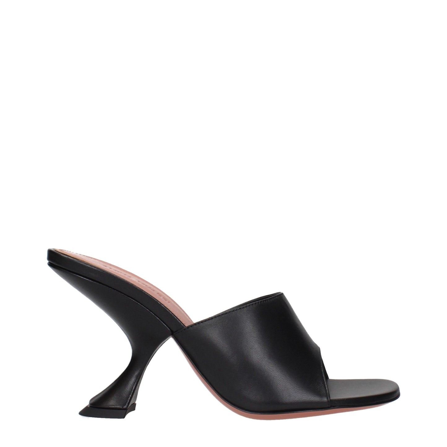 Sandali con tacco a spillo in pelle nera di Amina Muaddi
