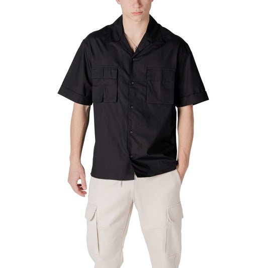 Camicia a maniche corte in lyocell nero Antony Morato