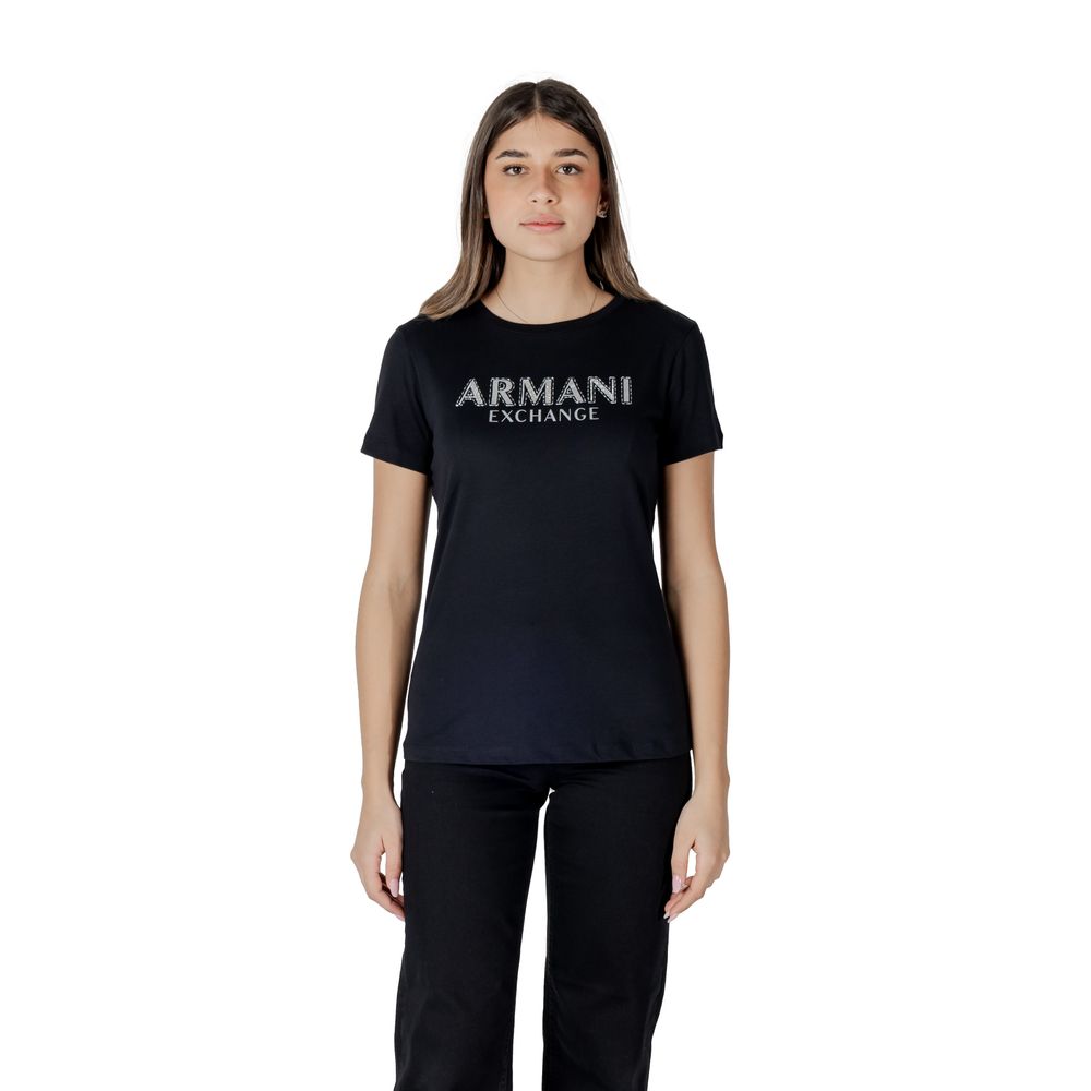 T-shirt a maniche lunghe in cotone nero Armani Exchange