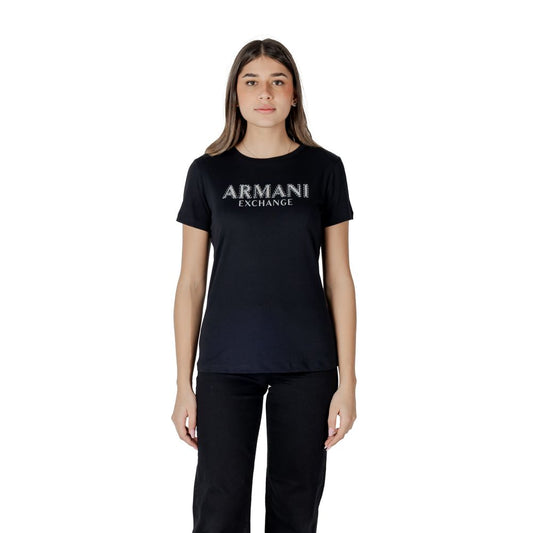 T-shirt a maniche lunghe in cotone nero Armani Exchange
