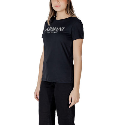 T-shirt a maniche lunghe in cotone nero Armani Exchange